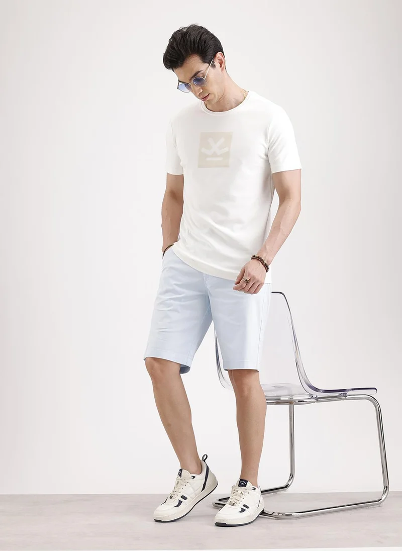 Wrogn Classic Slim Fit Shorts   |  Light Blue